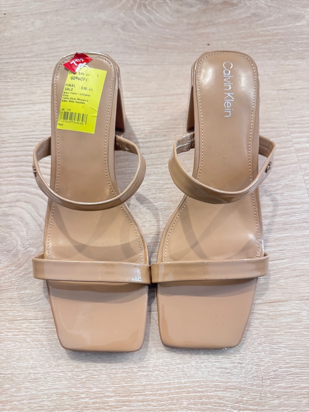 NEW Calvin Klein Women's Nude Square-Toe Strappy Sandals